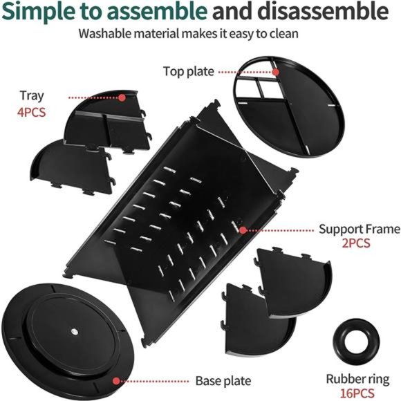 360 Rotating Makeup Organizer,DIY Adjustable Spinning Holder,Foldable Cosmetic - Picture 3 of 6